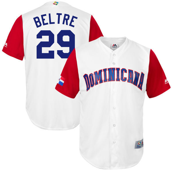 customized Men Dominican Republic Baseball #29 Adrian Beltre White 2017 World Baseball Classic Replica Jersey